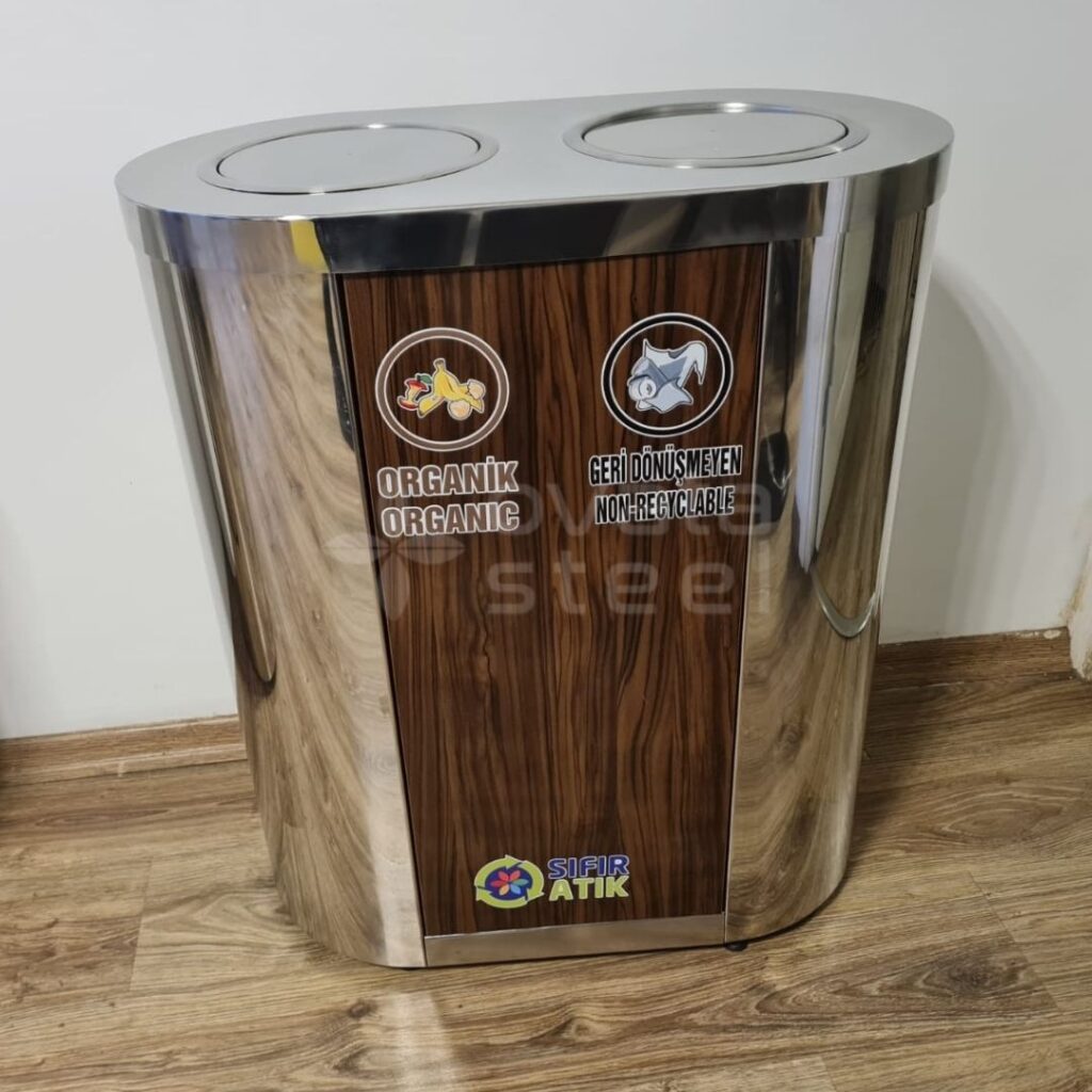 paslanmaz geri dönüşüm kutusu metal sıfır atık ünitesi geri dönüşüm çöp kutuları 464