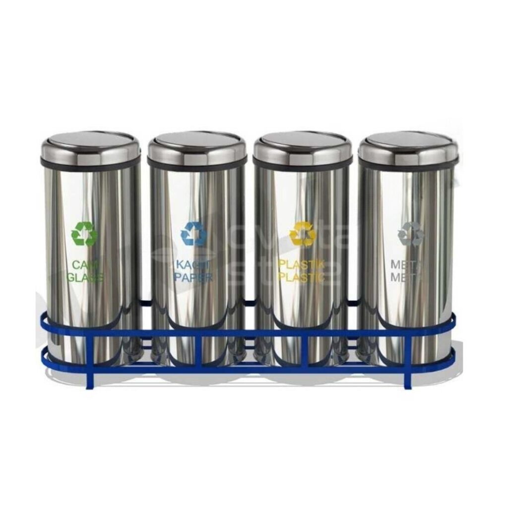 paslanmaz geri dönüşüm kutusu metal sıfır atık ünitesi geri dönüşüm çöp kutuları 466