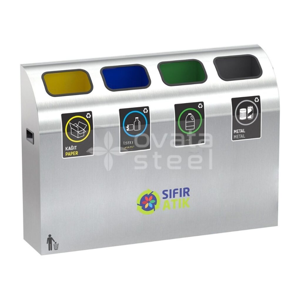 paslanmaz geri dönüşüm kutusu metal sıfır atık ünitesi geri dönüşüm çöp kutuları 469