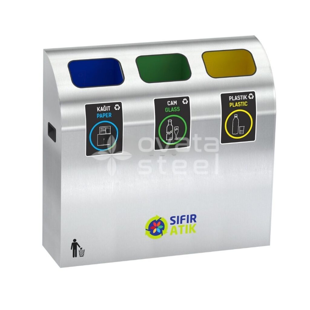paslanmaz geri dönüşüm kutusu metal sıfır atık ünitesi geri dönüşüm çöp kutuları 470